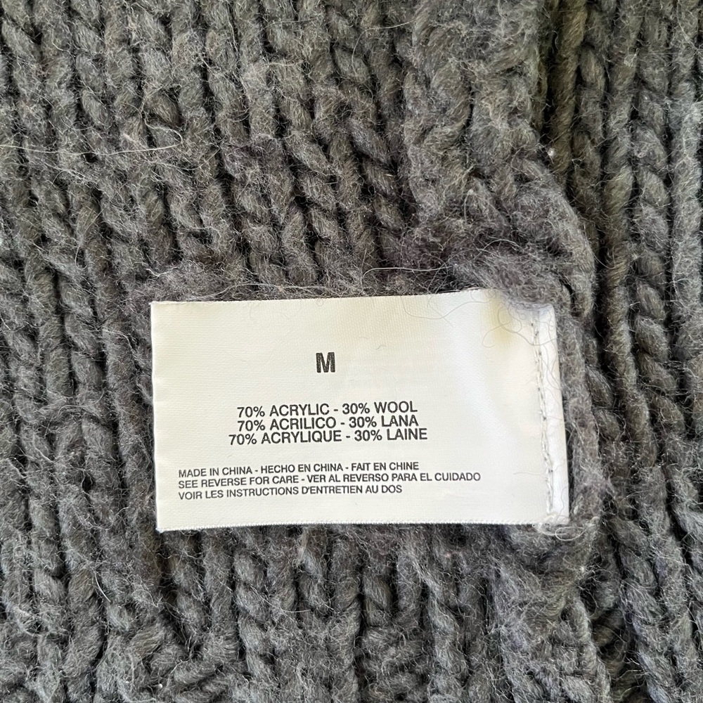 Vintage Y2K Nine West Open Front Chunky Knit Charcoal Gray Cardigan Size Medium - Picture 8 of 9